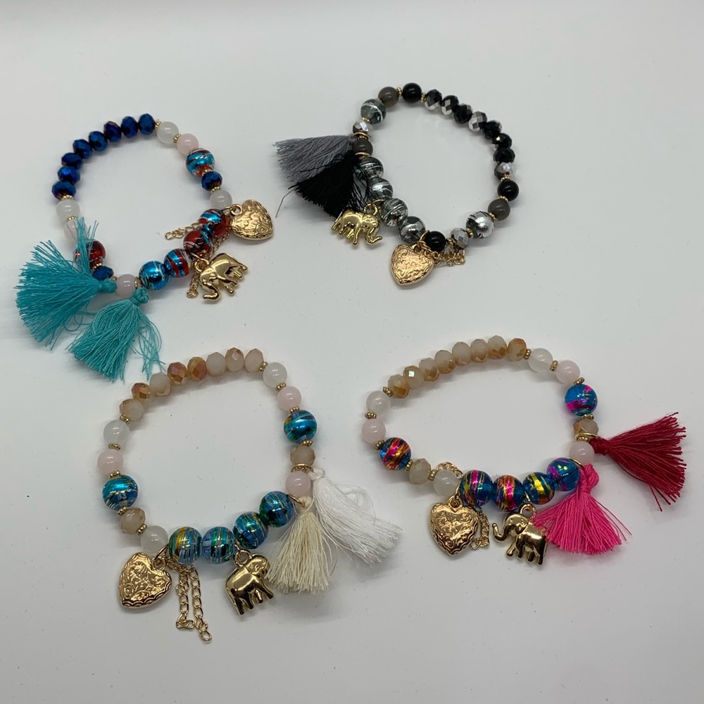 🌸 Elephant & Tassel Bead Bracelet 🌸 10% OFF